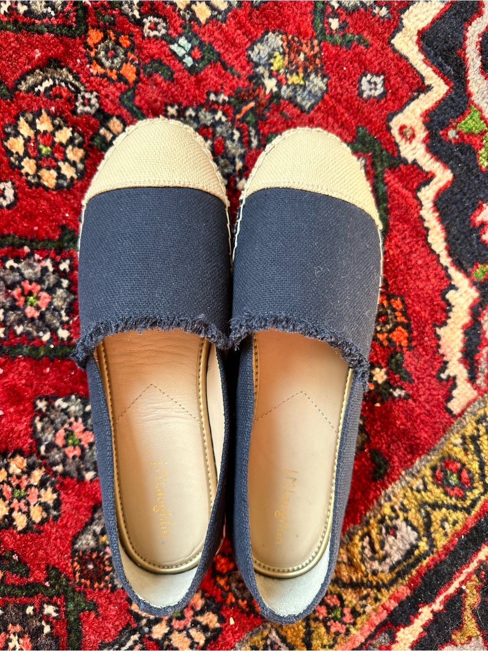 J. McLaughlin Redding Solid Canvas Espadrilles Blue/Tan Cloth